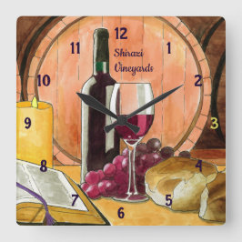 Wijn en brood op maat vierkante klok