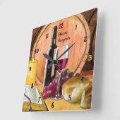 Wijn en brood op maat vierkante klok (Hoek)