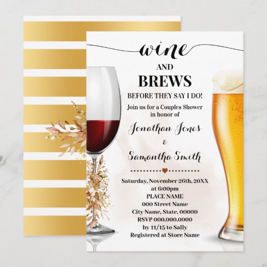 Wijn en Brouwen Herfst Eucalyptus Bruidsdouche Kaart (Voorkant / Achterkant)