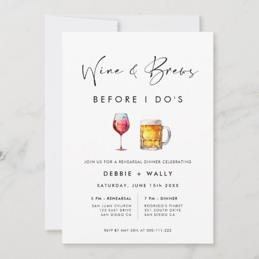 Wijn en brouwsels voor het repetitiediner kaart (Voorkant)