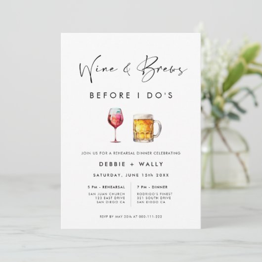 Wijn en brouwsels voor het repetitiediner kaart (Staand voorkant)