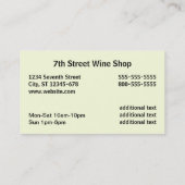Wijn en champagne visitekaartje (Achterkant)