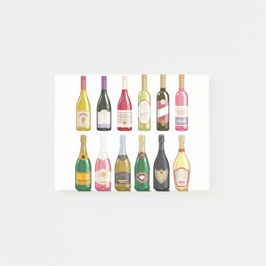 Wijn en champagneflessen post-it® notes (Voorkant)