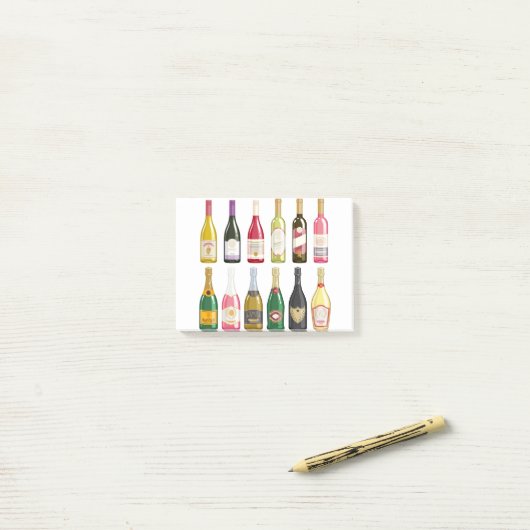 Wijn en champagneflessen post-it® notes (Op bureau)