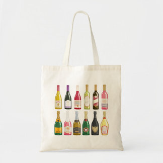 Wijn en champagneflessen tote bag