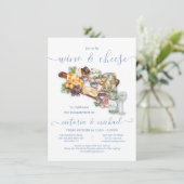 Wijn- en Cheese Charcuterie Board Engagement party Kaart (Staand voorkant)