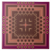 Wijn en chocolade gekleurde Fancy geometrische Teg Tegeltje (Voorkant)