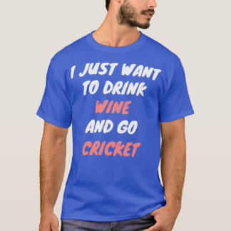 Wijn en cricket t-shirt