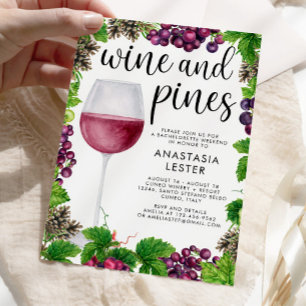 Wijn en dennen Bachelorette Party Kaart