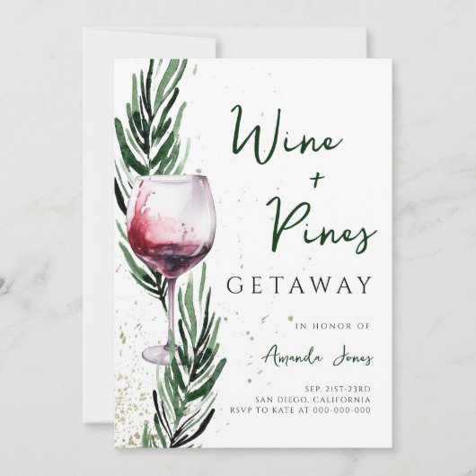 Wijn en dennen Gouden Kerst Bachelorette Weekend Kaart (Voorkant)