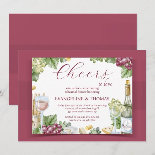 Wijn en Dine Uitnodiging (Voorkant / Achterkant)