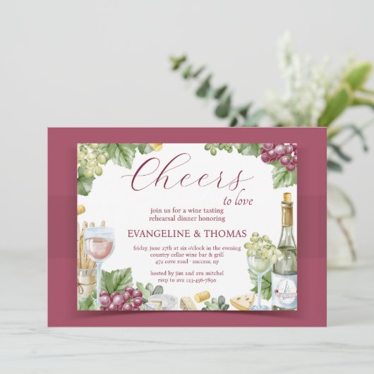 Wijn- en Dine-uitnodiging Kaart (Staand voorkant)