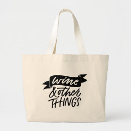 Wijn en Dingen Hand Lettered Grote Tote Bag