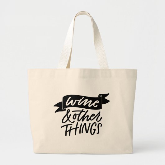 Wijn en Dingen Hand Lettered Grote Tote Bag (Voorkant)