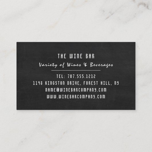 Wijn en druiven, alkbordgaren/wijnmoer visitekaartje (Achterkant)