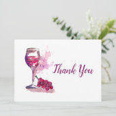 Wijn en druiven bedankkaart (Staand voorkant)