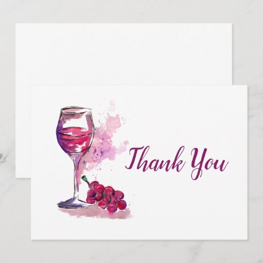 Wijn en druiven bedankkaart (Voorkant / Achterkant)