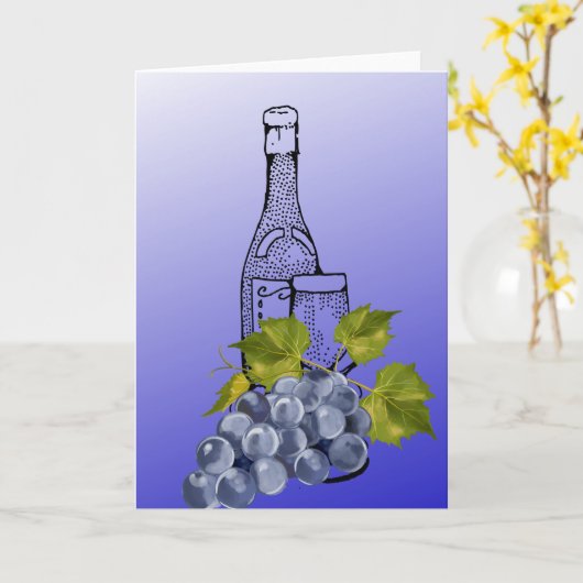 Wijn en druiven blanco kaart (Gele Bloem)