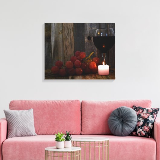 wijn en druiven gloed canvas afdruk (Insitu (Woonkamer))
