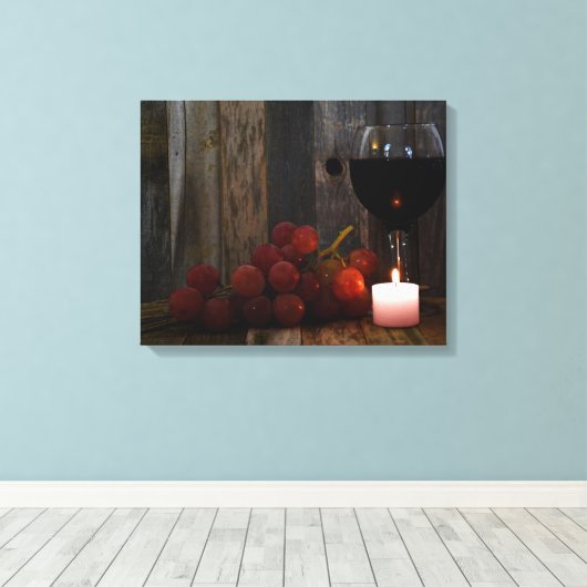 wijn en druiven gloed canvas afdruk (Insitu (Houten vloer))