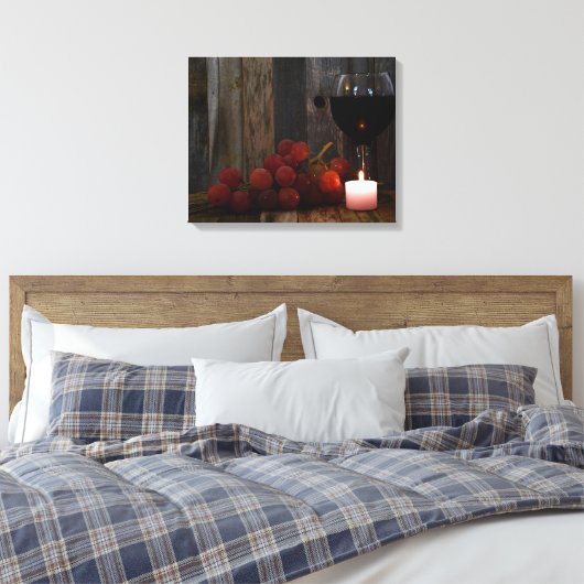 wijn en druiven in kaars gloed canvas afdruk (Insitu (Slaapkamer))