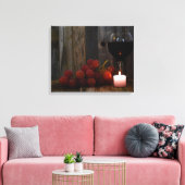 wijn en druiven in kaarslicht canvas afdruk (Insitu (Woonkamer))