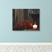wijn en druiven in kaarslicht canvas afdruk (Insitu (Houten vloer))