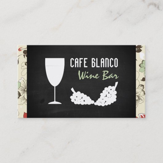 Wijn en druiven, karton, wijnstang/wijnmoer visitekaartje (Voorkant)