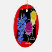 Wijn en druiven keramisch ornament (Rechts)