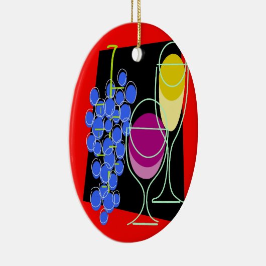 Wijn en druiven keramisch ornament (Rechts)