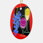 Wijn en druiven keramisch ornament (Links)