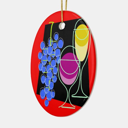 Wijn en druiven keramisch ornament (Links)