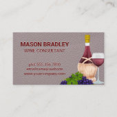 Wijn en druiven | Leder | Marmer Visitekaartje (Voorkant)