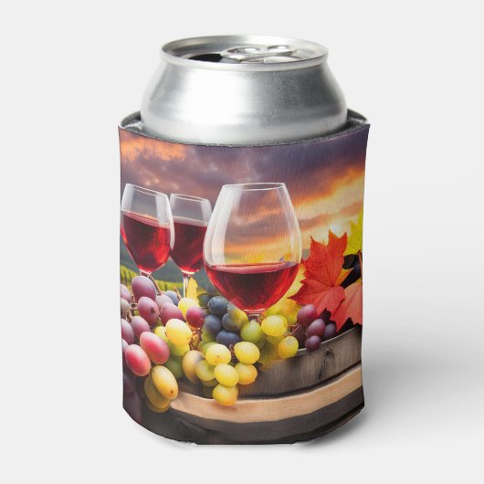 Wijn en druiven Leuk Mooi Gezellig Blikjeskoeler (Blikje Voorkant)