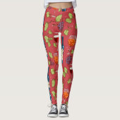 Wijn en druiven patroon leggings (Voorkant)