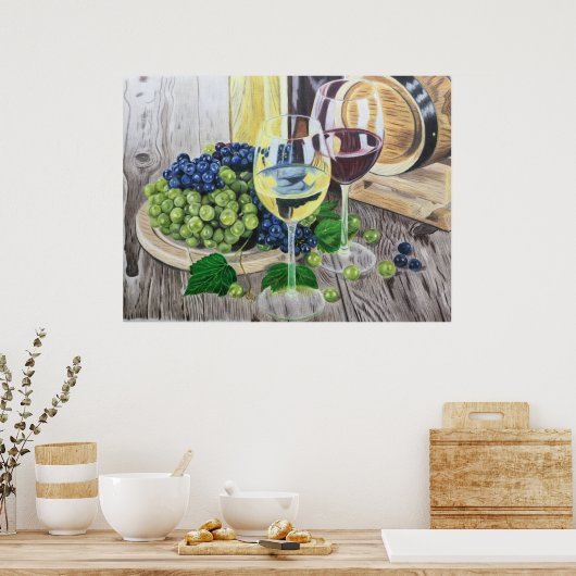 Wijn en druiven poster (Keuken)