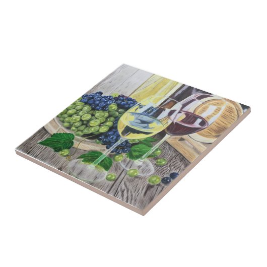 Wijn en druiven tegeltje (Zijkant)