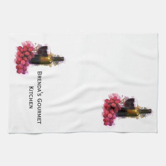 Wijn en druiven theedoek (Horizontaal)