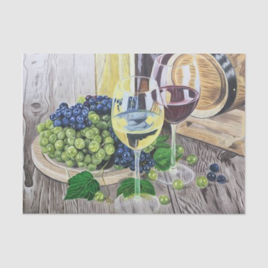 Wijn en druiven tissuepapier (Voorkant)