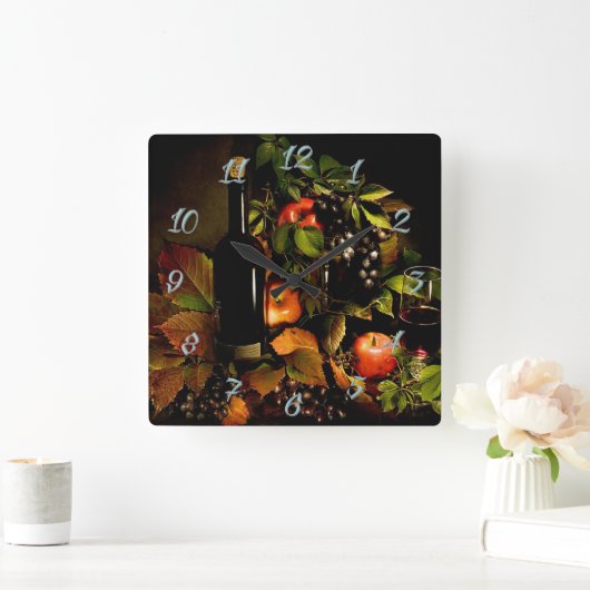 Wijn en druiven vierkante klok (Huis)