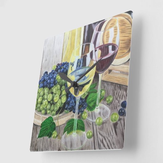 Wijn en druiven vierkante klok (Hoek)