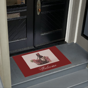 Wijn en druiven voor de mat-mandje van deuren deurmat