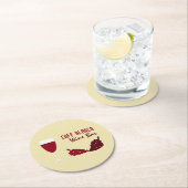 Wijn en druiven, wijnstang/wijnmoer ronde kartonnen onderzetter (Insitu)