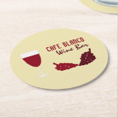 Wijn en druiven, wijnstang/wijnmoer ronde kartonnen onderzetter (Gebogen)