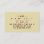 Wijn en druiven, wijnstang/wijnmoer visitekaartje (Achterkant)