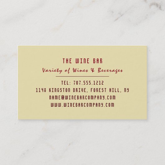 Wijn en druiven, wijnstang/wijnmoer visitekaartje (Achterkant)