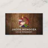 Wijn en druiven | Wijnstokhout Visitekaartje (Voorkant)