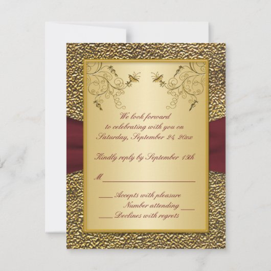 Wijn- en Gold Medallion-antwoordkaart RSVP Kaartje (Achterkant)