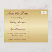 Wijn en Gouden Bloemen Damask Save the Date Kaart (Achterkant)