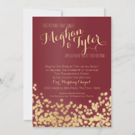 Wijn en Gouden Sparkle Wedding Kaart